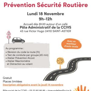 18 novembre st astier prévention routière