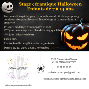 21 au 23 octobre manzac Atelier Halloween