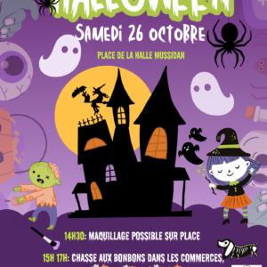 Purple Green Illustrative Halloween Costume Party Event Poster - 1