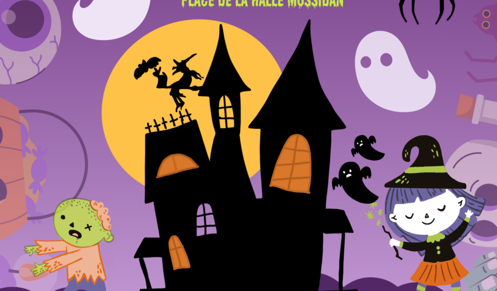 Purple Green Illustrative Halloween Costume Party Event Poster - 1