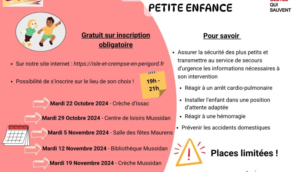 Affiche formation gestes qui sauvent petite enfance - 1