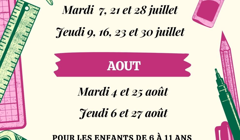 Affiche Ateliers créatifs juillet/août 2026 - 1